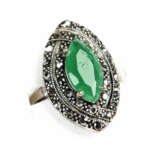 Anillo de plata turca con piedra esmeralda piedra turca