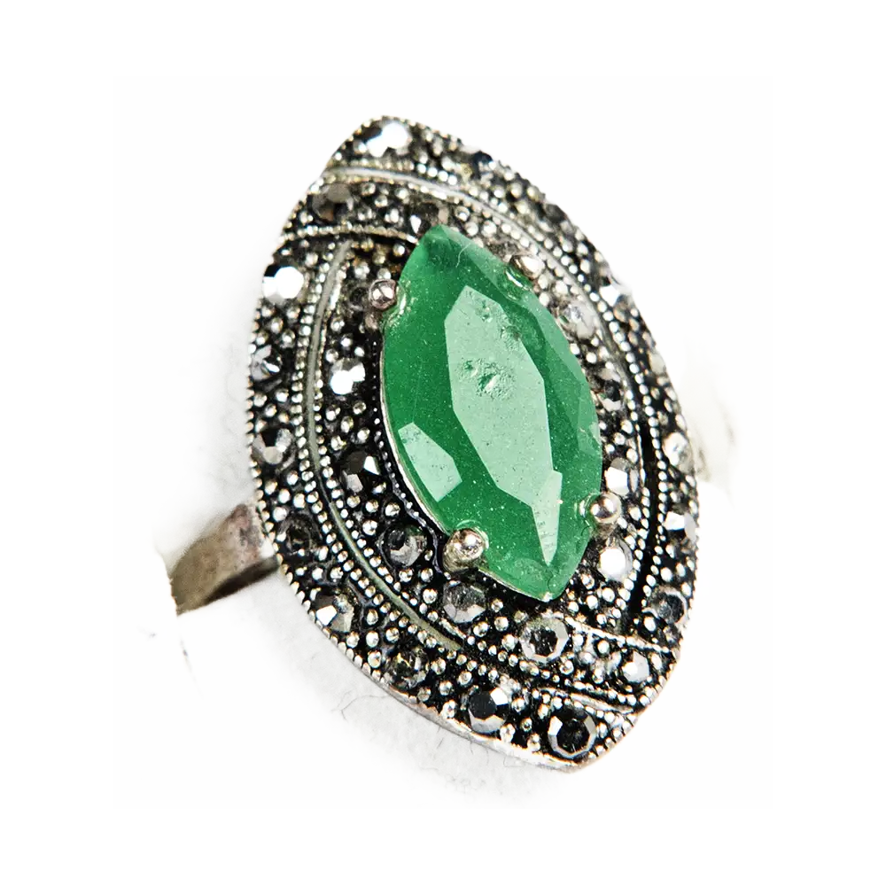 Anillo de plata turca con piedra esmeralda piedra turca