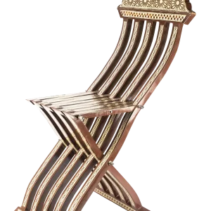Silla egipcia, madera incrustación concha nácar