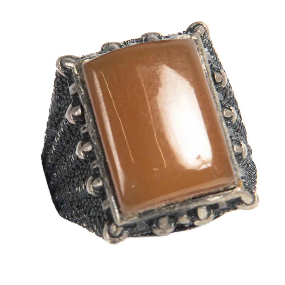 Anillo color ámbar traslúcido con decoración de escamas de reptil