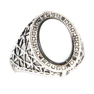 anillo para hombre óvalo blanco