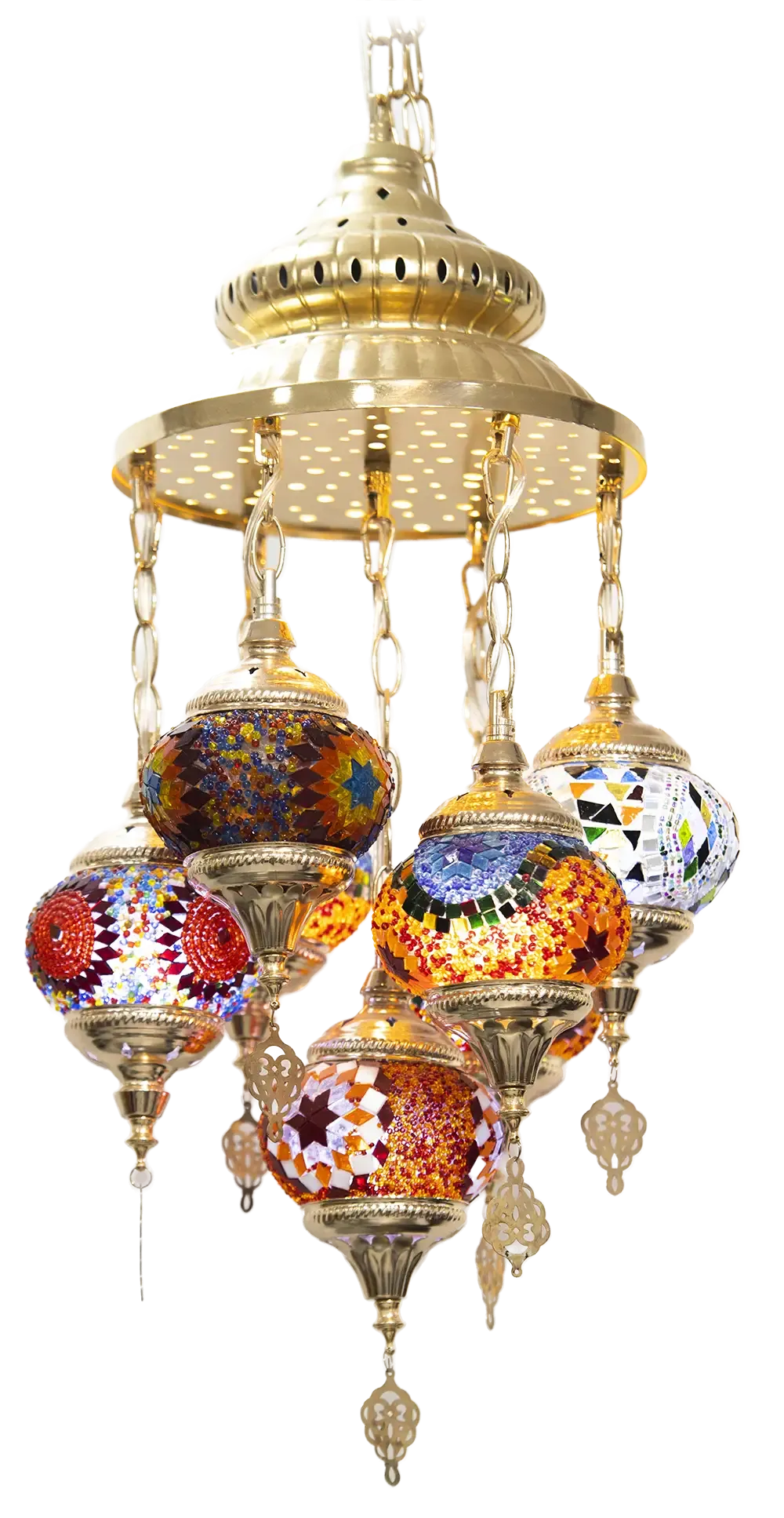Candelabro Multicolor 5 Candiles color dorado base circular