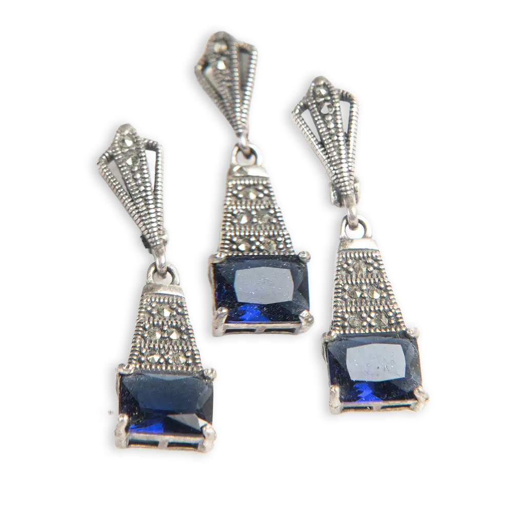 Juego de plata turca aretes y dije