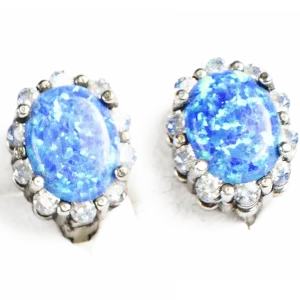 Juego de aretes piedra azul y blanco