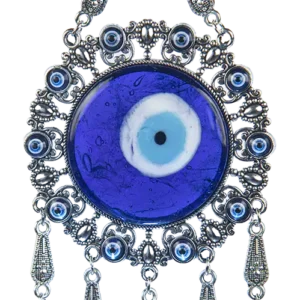 Ojo turco con bordes de perla y cinco colgantes