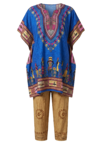 Conjunto kaftan étnico con pantalón (estilo dashiki)
