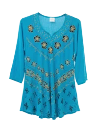 Blusa unitalla, de la india corte circular