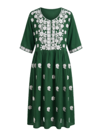 Vestido verde de algodón, de la India